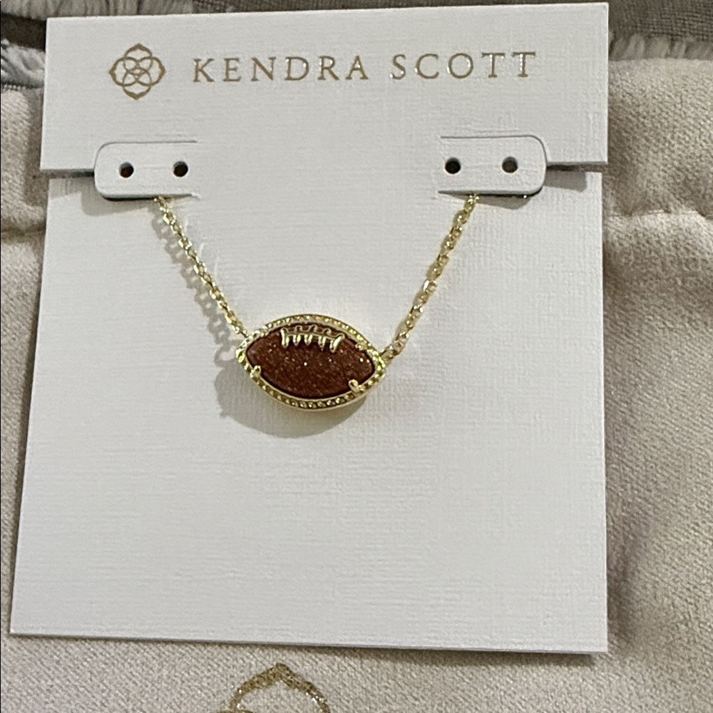 Kendra Scott Gold and Brown Football Pendant Necklace